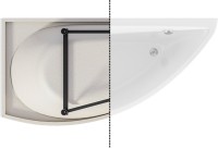 Комплект Акриловая ванна 1MarKa Piccolo L Премиум 150x75 см, угловая, левая, встраиваемая, белая, асимметричная, с экраном, со сливом-переливом