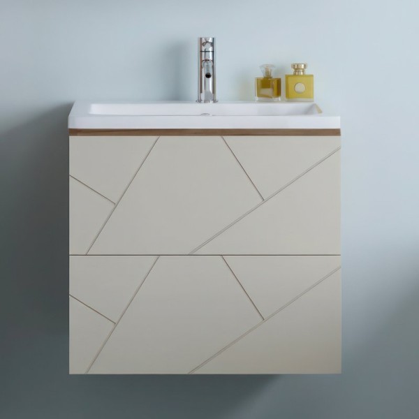 Тумба под раковину Бриклаер Кристалл 60 латте, дуб крафт табачный