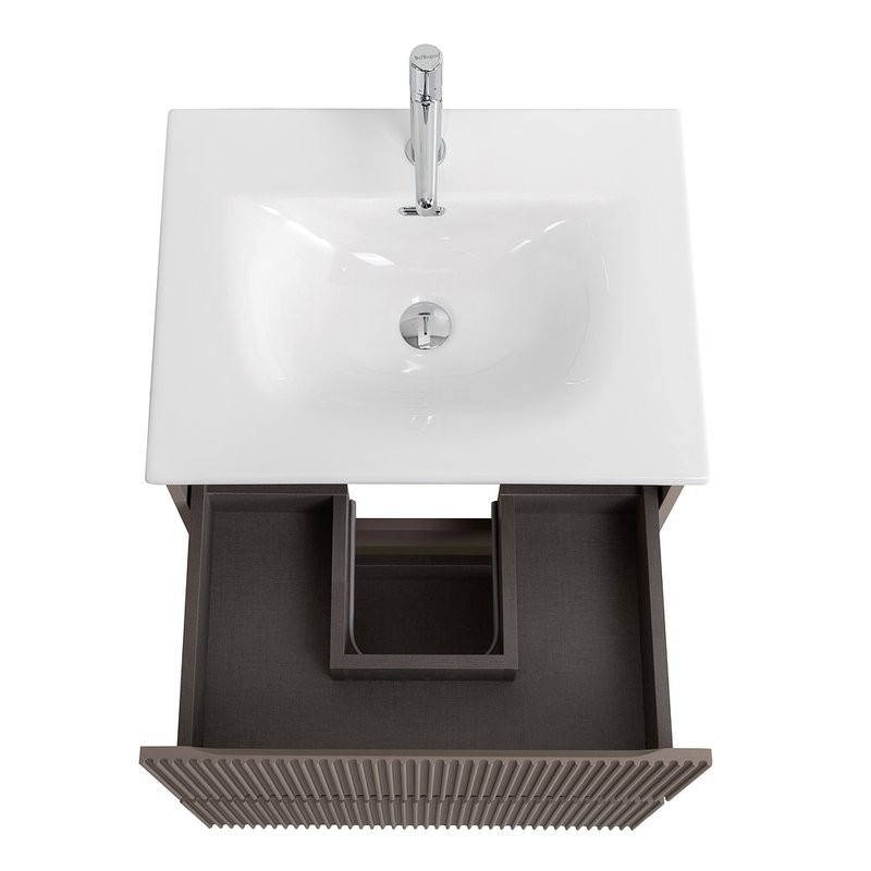 Тумба с раковиной BelBagno Uno 70 подвесная, 2 ящика, матовая бежевая