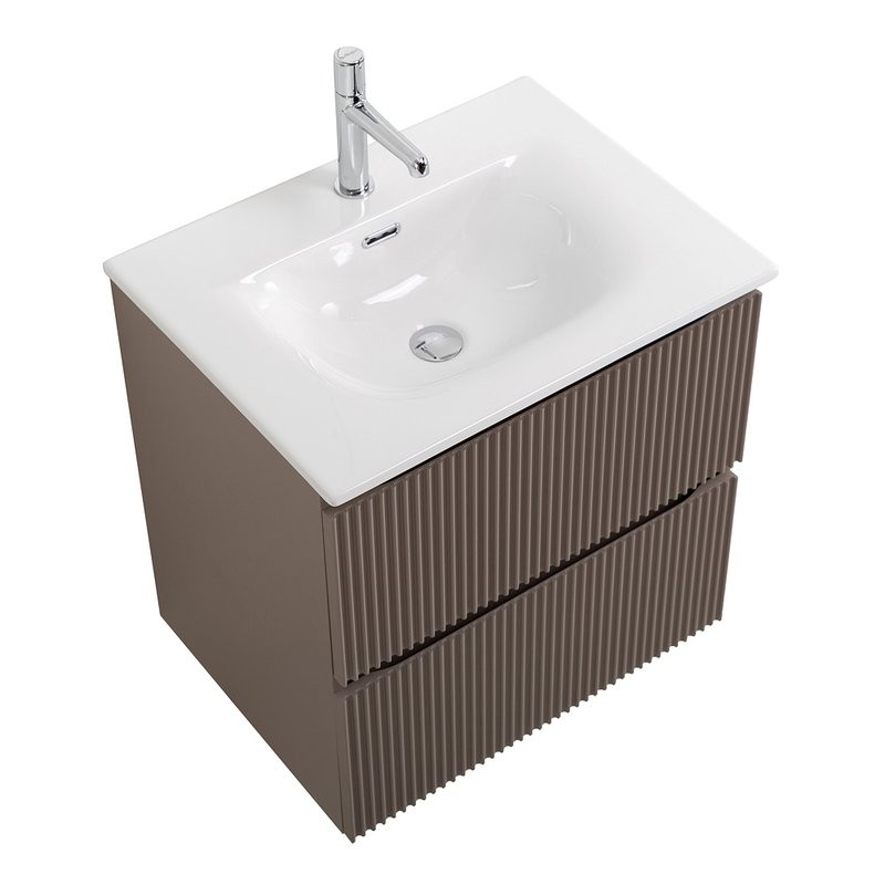 Тумба с раковиной BelBagno Uno 70 подвесная, 2 ящика, матовая бежевая