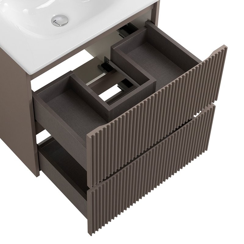 Тумба с раковиной BelBagno Uno 70 подвесная, 2 ящика, матовая бежевая