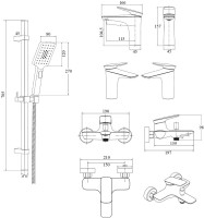 Комплект для ванной BOND Cube B03-5300 хром