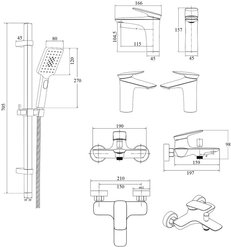 Комплект для ванной BOND Cube B03-5300 хром