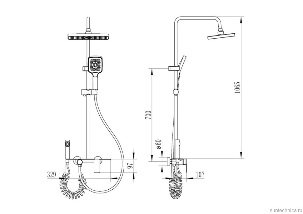 Душевая стойка Ceruttispa 11356 графит