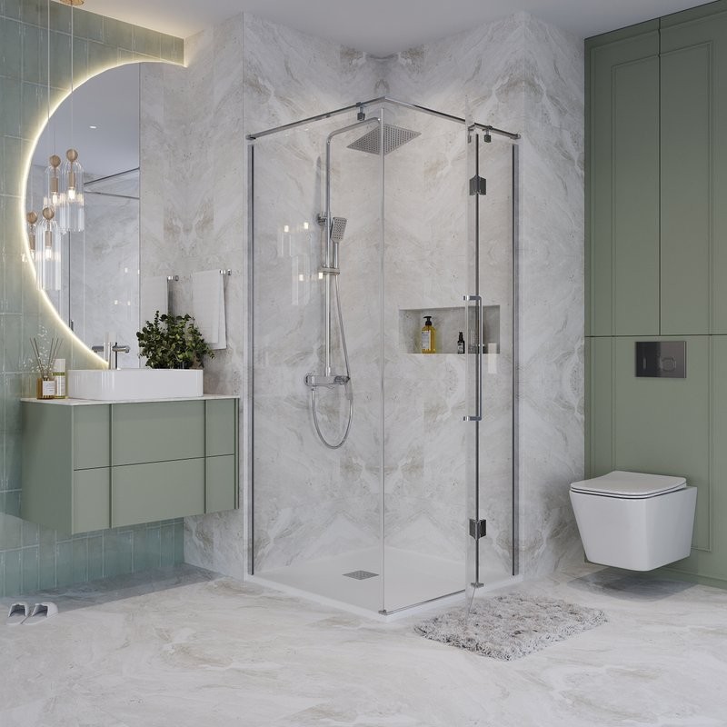 Душевой уголок Niagara Nova NG-6632-34 100x100, профиль хром, стекло прозрачное