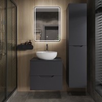 Тумба с раковиной Orange Line 60 подвесная, 2 ящика, матовый графит с раковиной B07-420W