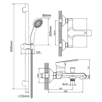 Смеситель для ванны с душем Orange Prim M42-611cr хром Смеситель для ванны с душем Orange Prim M42-611cr хром