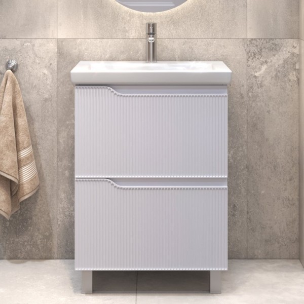 Тумба под раковину без столешницы Vigo Neo 60 напольная, 2 ящика, матовая белая