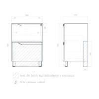 Тумба под раковину без столешницы Vigo Neo 60 напольная, 2 ящика, матовая белая