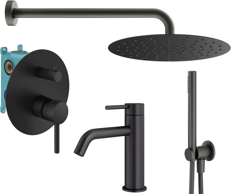 Комплект для ванной Plumberia Selection Ixo KITXO18NO53 С ВНУТРЕННЕЙ ЧАСТЬЮ, черный матовый