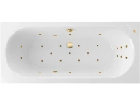 Акриловая ванна Excellent Oceana Slim Ultra 180x80 см, встраиваемая, с гидромассажем, белая, с каркасом, со сливом-переливом, фурнитура золото