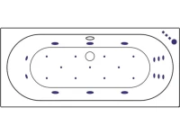 Акриловая ванна Excellent Oceana Slim Ultra 180x80 см, встраиваемая, с гидромассажем, белая, с каркасом, со сливом-переливом, фурнитура золото