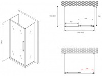 Душевой уголок Abber Schwarzer Diamant AG30160BH-S80B-S80B 160x80, профиль черный, стекло прозрачное