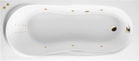 Акриловая ванна Excellent Sekwana Line Nano 170x75 см, встраиваемая, с гидромассажем, белая, с каркасом, со сливом-переливом, фурнитура золото