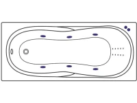 Акриловая ванна Excellent Sekwana Line Nano 170x75 см, встраиваемая, с гидромассажем, белая, с каркасом, со сливом-переливом, фурнитура золото