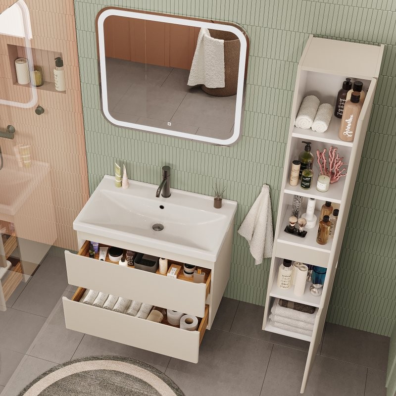 Тумба с раковиной SanStar Riana 80 подвесная, cappuccino, раковина Fest 80