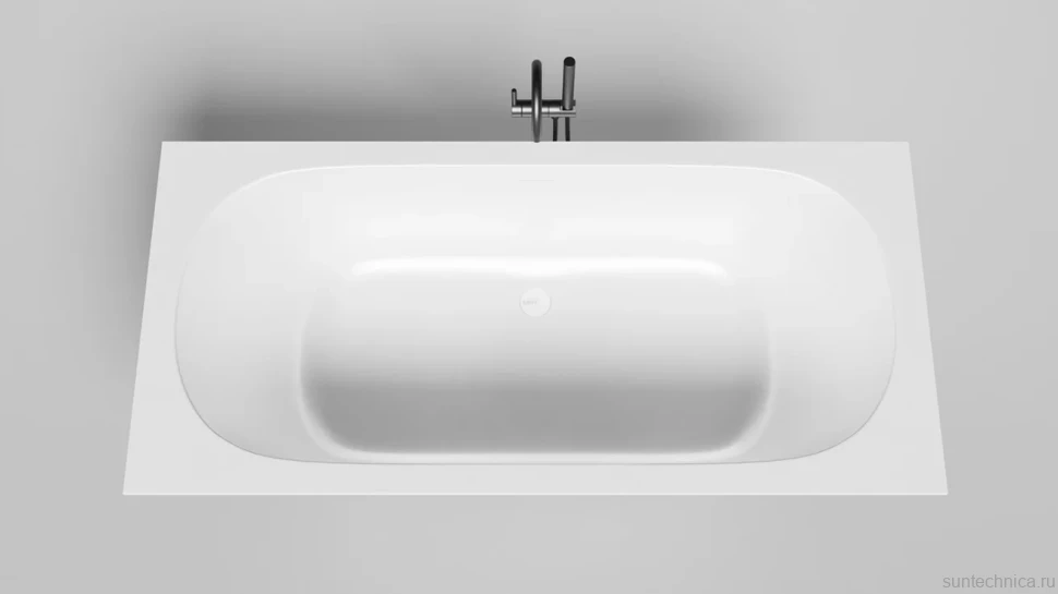 Ванна из искусственного камня Salini Ornella Axis Kit S-Sense 190x90 см, встраиваемая, матовая белая, на ножках, с донным клапаном