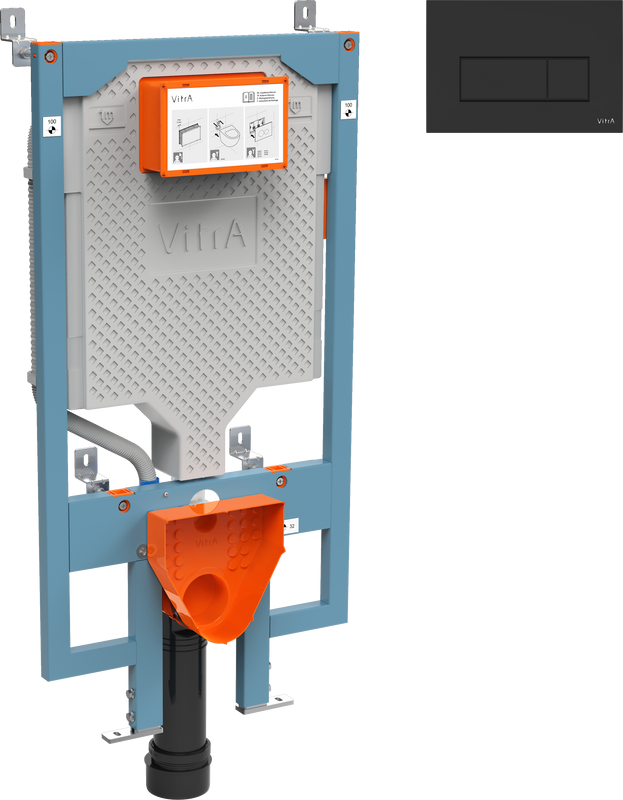 Система инсталляции для унитазов VitrA Vpro 765-5800-01 + Кнопка смыва VitrA Root Square 740-2311 черная матовая