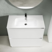 Тумба с раковиной Sancos Libra Floor 90 белый глянец, белая раковина CN7002