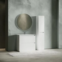 Тумба с раковиной Sancos Libra Floor 90 белый глянец, белая раковина CN7002