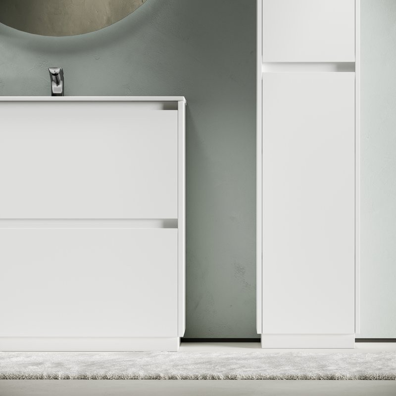 Тумба с раковиной Sancos Libra Floor 90 белый глянец, белая раковина CN7002