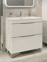 Тумба с раковиной Grossman Виста 75 напольная, 2 ящика, белый глянец