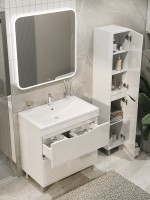 Тумба с раковиной Grossman Виста 75 напольная, 2 ящика, белый глянец