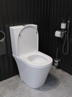 Унитаз-компакт напольный STWORKI Вестфолл S08400WH с микролифтом, безободковый, белый