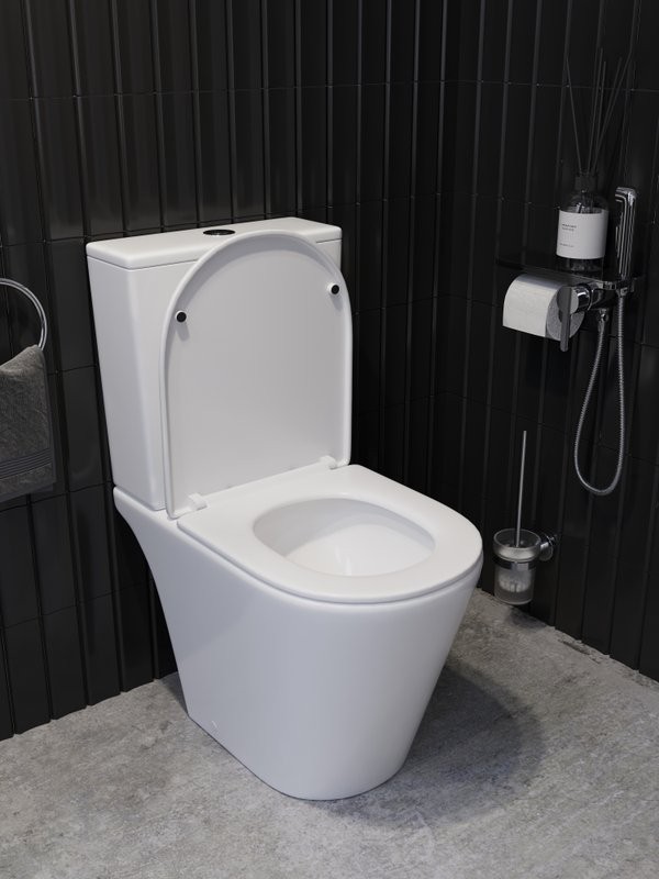 Унитаз-компакт напольный STWORKI Вестфолл S08400WH с микролифтом, безободковый, белый