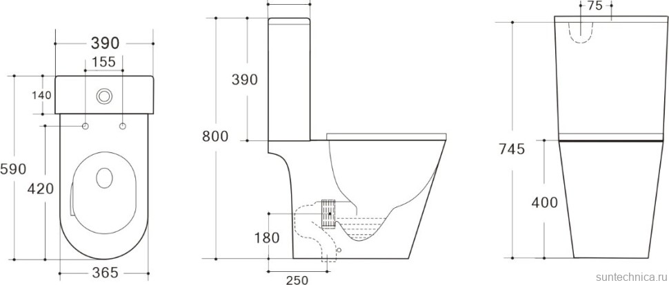 Унитаз-компакт напольный STWORKI Вестфолл S08400WH с микролифтом, безободковый, белый