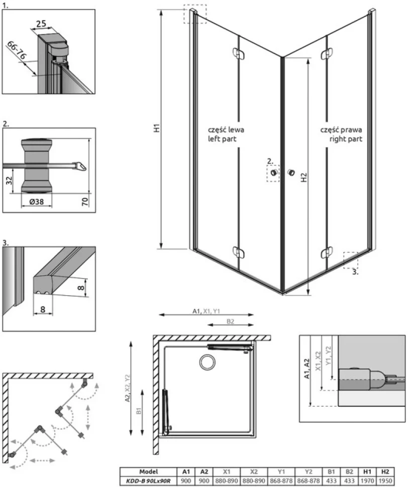 Душевой уголок Radaway EOS KDD B 90x90