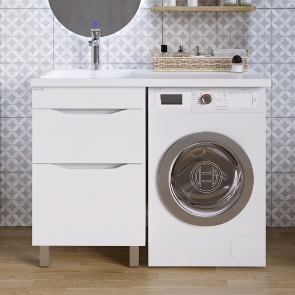 Тумба с раковиной Grossman Вилар 110 L белая, под стиральную машину