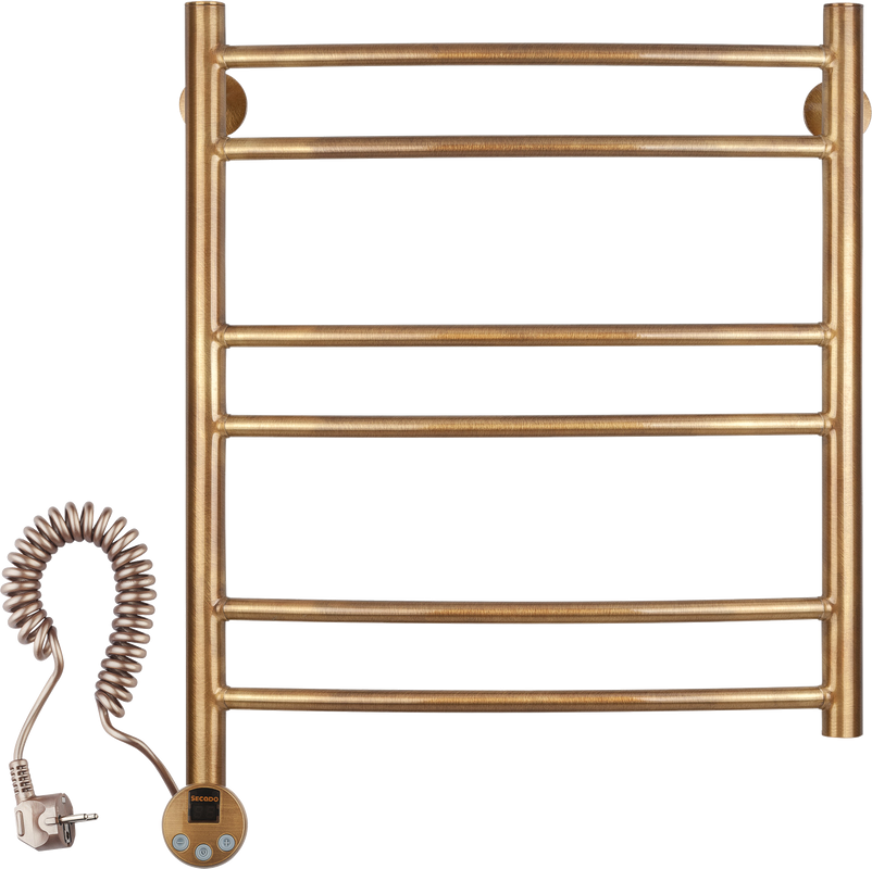 Полотенцесушитель электрический Secado Милан 2 65x55 см, подключение слева, бронза, лесенка, латунь
