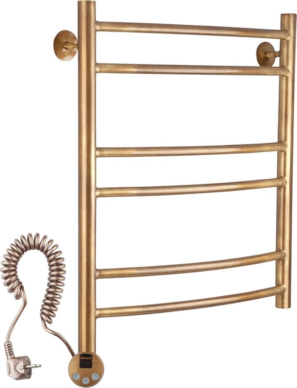 Полотенцесушитель электрический Secado Милан 2 65x55 см, подключение слева, бронза, лесенка, латунь