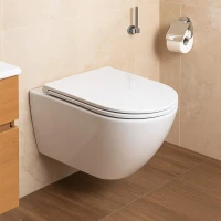 Унитаз подвесной AZARIO Eclat AZ-2381-A безободковый, с микролифтом, глянцевый белый