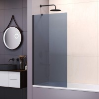 Шторка на ванну RGW SC-150 70 см, профиль черный, стекло серое