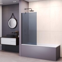 Шторка на ванну RGW SC-150 70 см, профиль черный, стекло серое