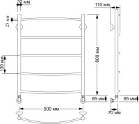 Полотенцесушитель водяной Secado Милан 1 плюс 65x55 см, бронза, лесенка, латунь