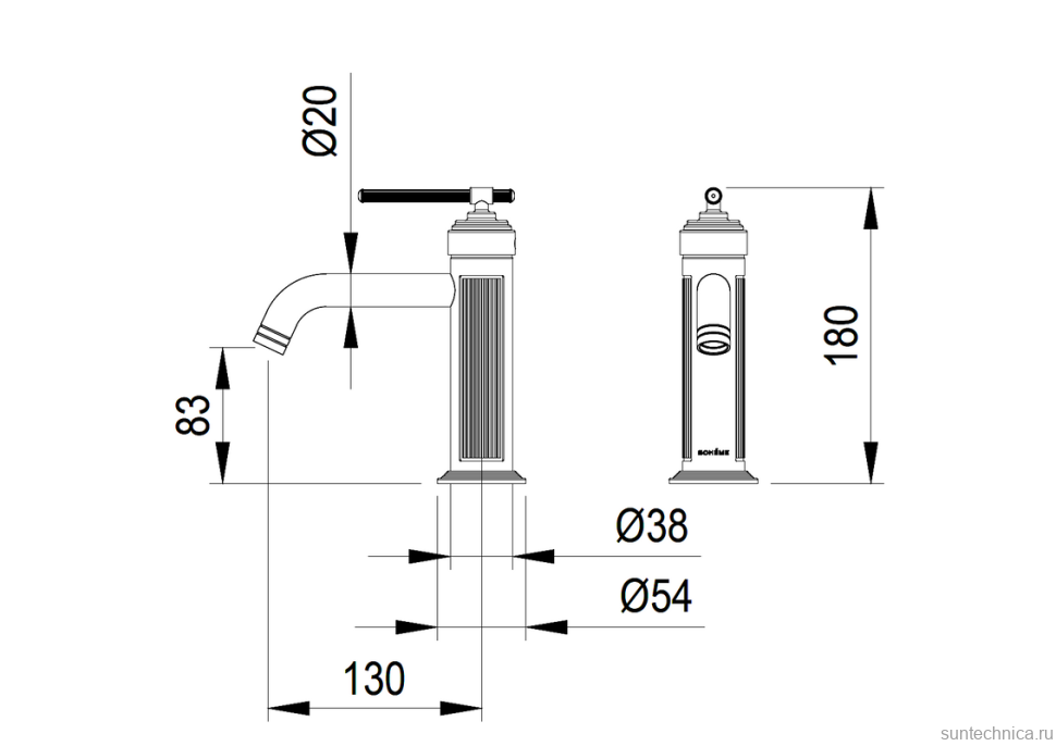 Смеситель для раковины Boheme Eterna 171-G gold