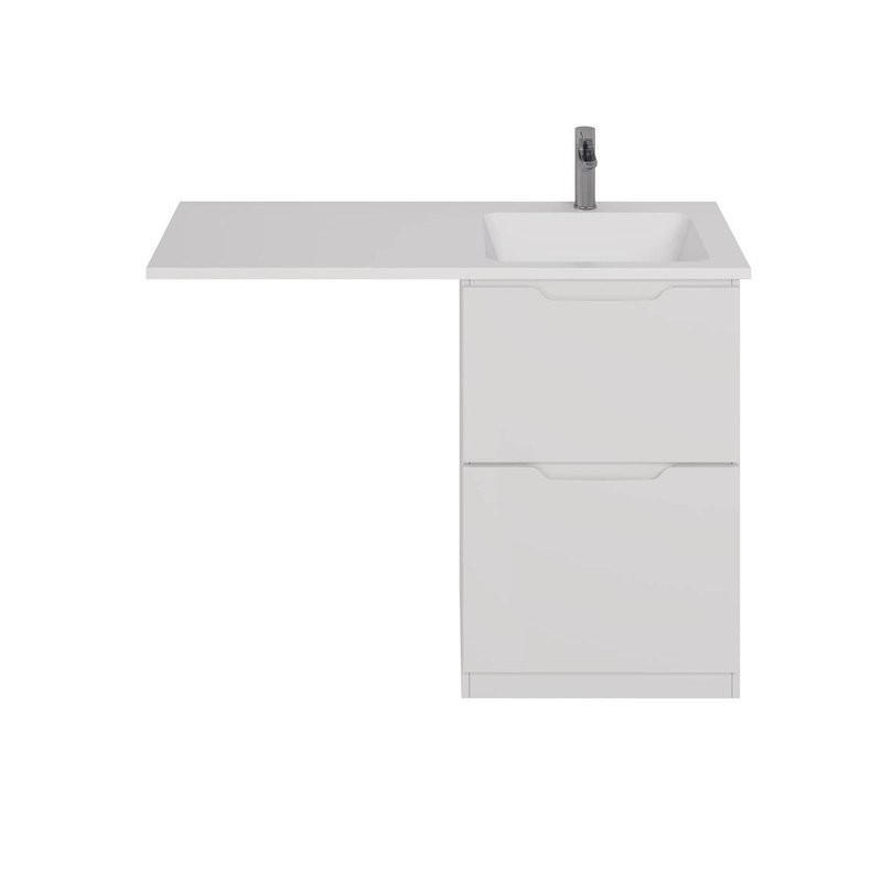 Тумба с раковиной Dreja Bona 60 напольная, под стиральную машину, белый глянец