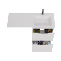 Тумба с раковиной Dreja Bona 60 напольная, под стиральную машину, белый глянец