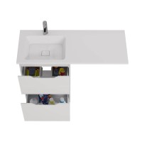 Тумба с раковиной Dreja Bona 60 напольная, под стиральную машину, белый глянец