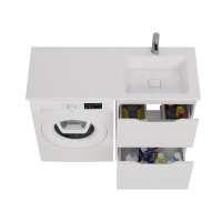 Тумба с раковиной Dreja Bona 60 напольная, под стиральную машину, белый глянец