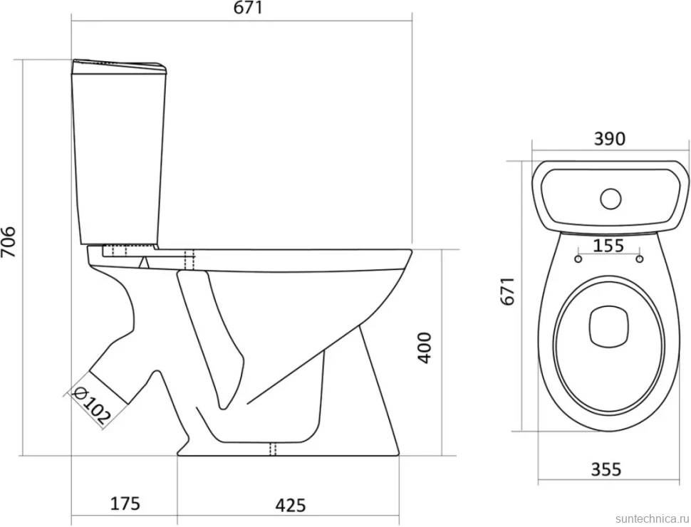 Унитаз-компакт напольный Santek Бриз 1WH302138