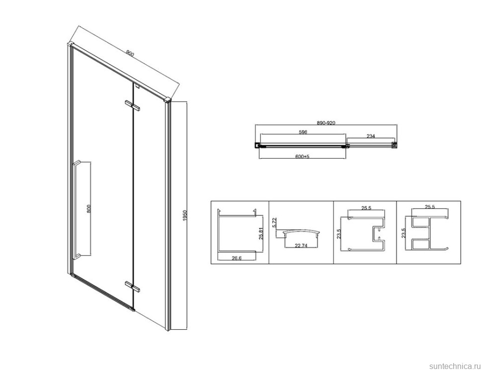 Душевой уголок Vincea Slim-N VSR-5SN9090CLGM 90х90, профиль вороненая сталь, стекло прозрачное