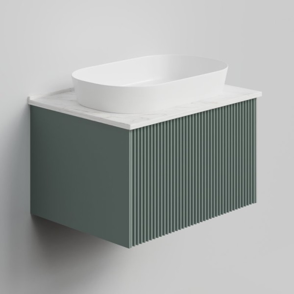 Тумба под раковину со столешницей La Fenice Terra 60 подвесная, grigio, столешница белый мрамор