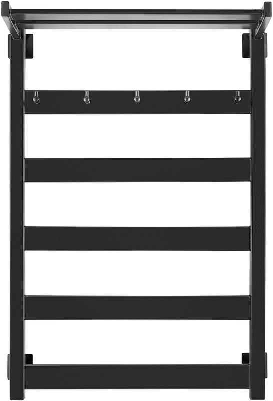 Полотенцесушитель электрический Secado Комано 1 КСП 85x55 см, подключение слева, матовый черный, лесенка, с полкой