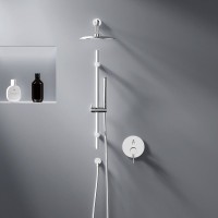 Душевая система с тропическим душем Damixa Scandinavian Pure 936530000 хром, скрытого монтажа, смеситель для 2 потребителей, верхний душ, встраиваемый душевой комплект, штанга, гарантия 10 лет, Дания