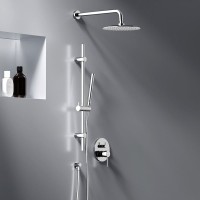 Душевая система с тропическим душем Damixa Scandinavian Pure 936530000 хром, скрытого монтажа, смеситель для 2 потребителей, верхний душ, встраиваемый душевой комплект, штанга, гарантия 10 лет, Дания