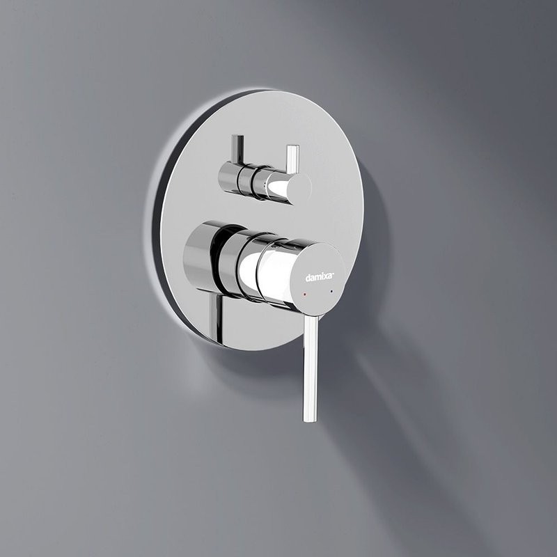 Душевая система с тропическим душем Damixa Scandinavian Pure 936530000 хром, скрытого монтажа, смеситель для 2 потребителей, верхний душ, встраиваемый душевой комплект, штанга, гарантия 10 лет, Дания